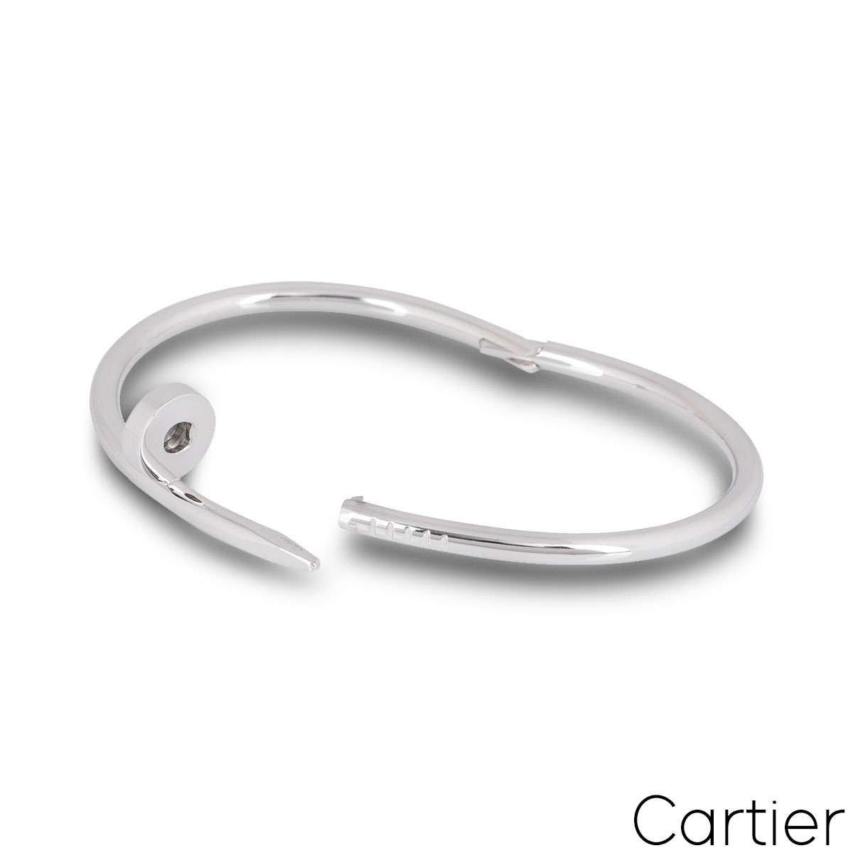 Cartier White Gold Plain Juste Un Clou Bracelet Size 17 B6048317